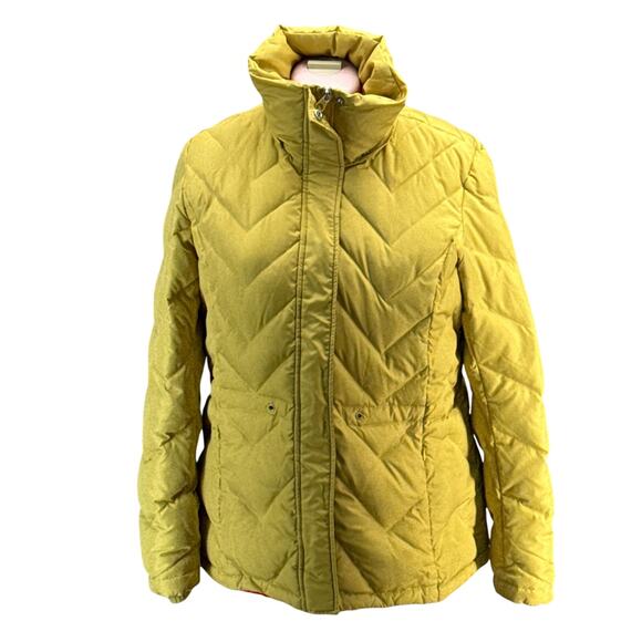 Kenneth Cole Reaction Bright Yellow Down Quilted Puffer Jacket Coat Women Large - Picture 1 of 9